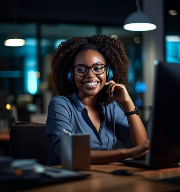 Opératrice répondant au téléphone